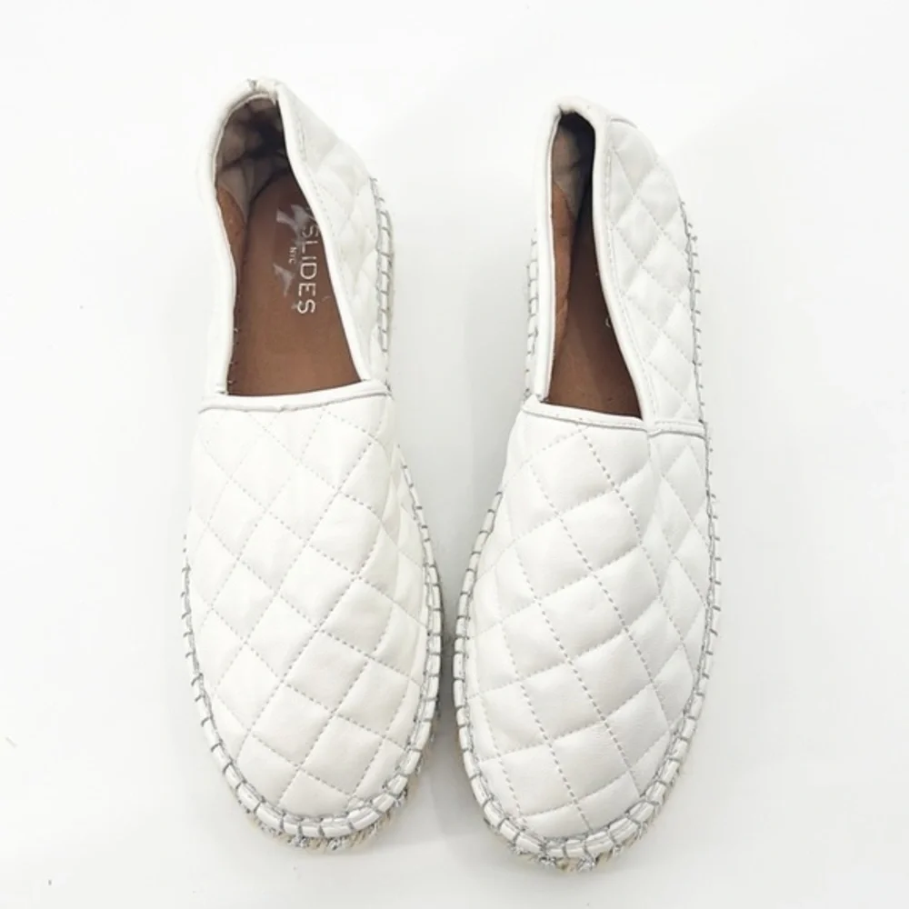 J/Slides Renata White Quilted Flatform Espadrilles size 10